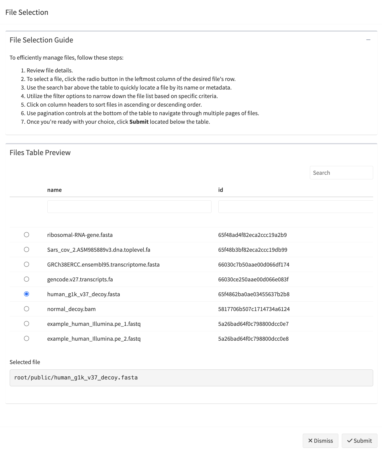 Multiple file picker modal dialog